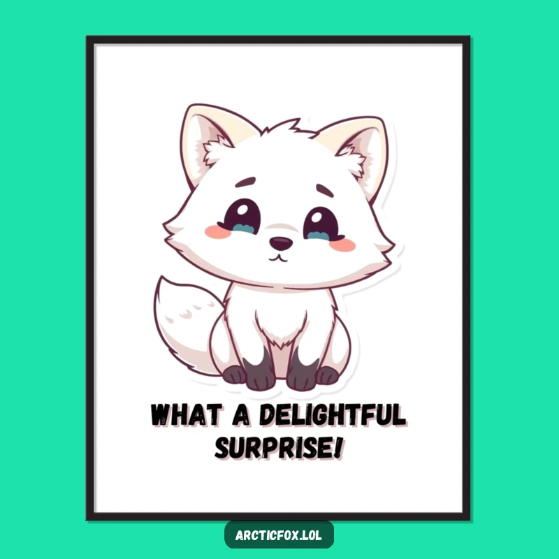 Funny Free Printable Wall Art: Surprised Kawaii Arctic Fox - Quirky Decor