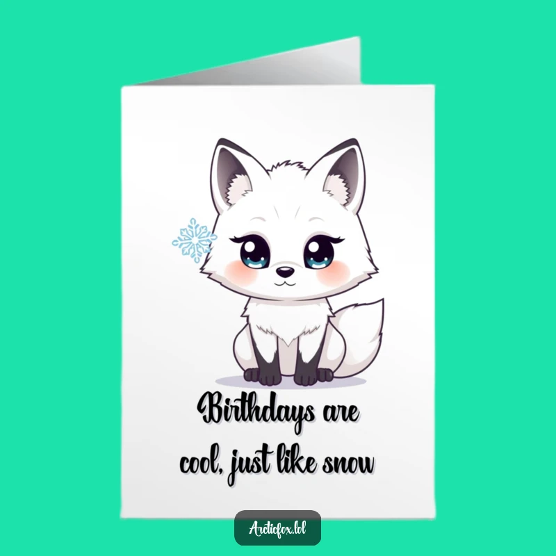 Free Printable Birthday Card: Wow Arctic Fox & Snowflake, Charming Downloadable Gift