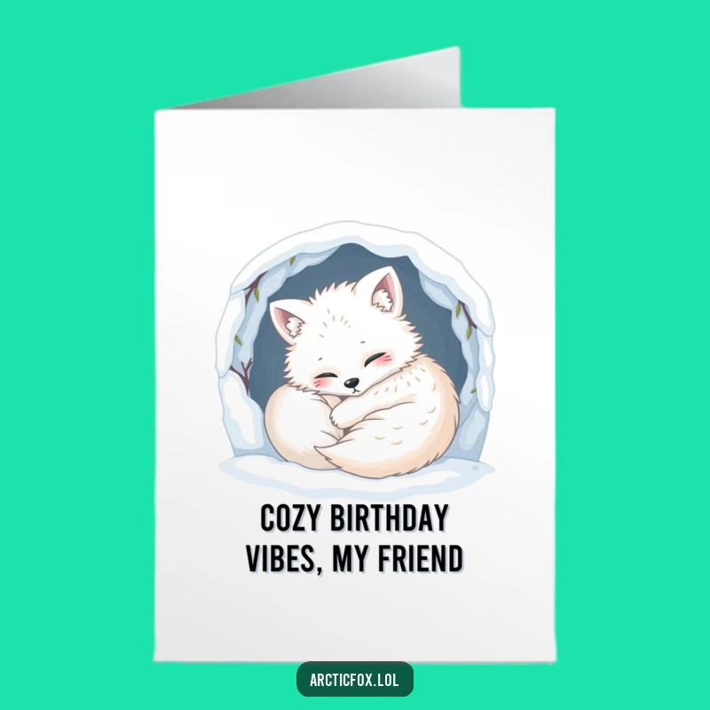 Free Printable Birthday Card: Cozy Fox Snug Happy Downloadable Comfort