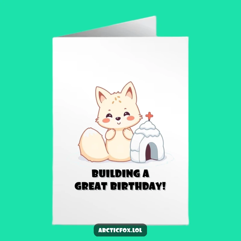 Free Printable Birthday Card: Funny Kawaii Fox Snow Fort DIY Fun