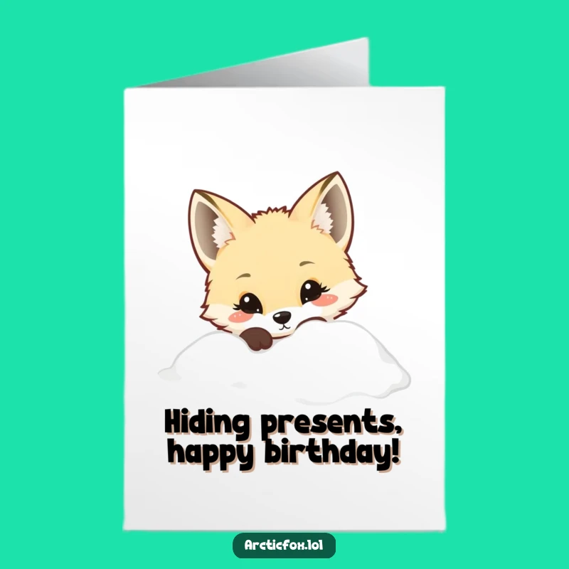 Cute Free Printable Birthday Card: Curious Fox Peek, Downloadable Whimsical Gift