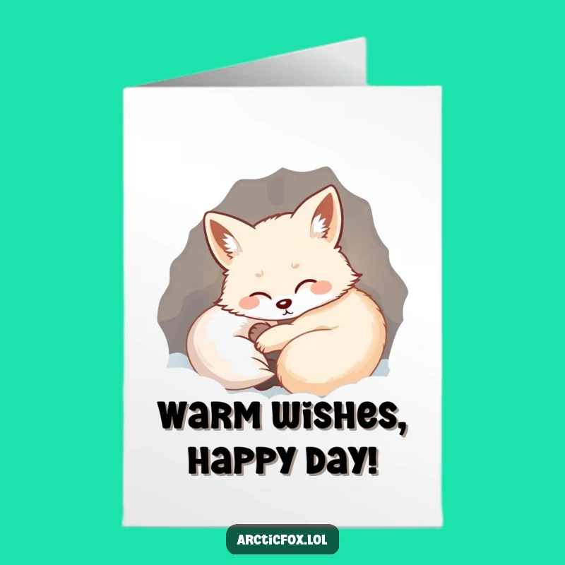 Free Printable Birthday Card: Cozy Arctic Fox Sigh, Relaxing Downloadable Gift