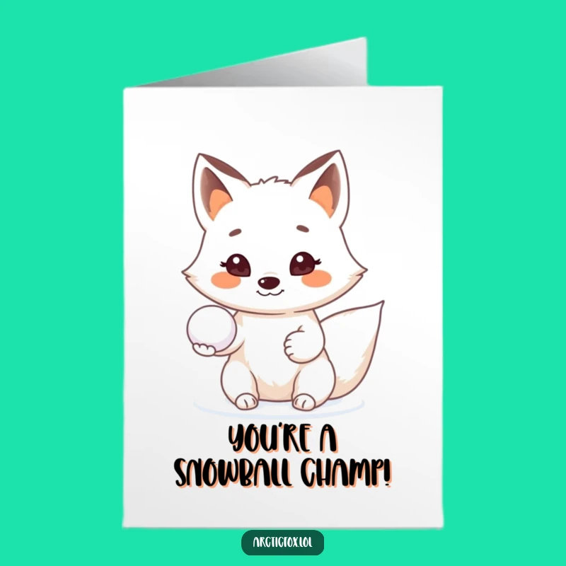 Beaming Arctic Fox Snowball Card Free Printable for Big Congratulations