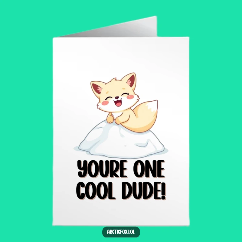 Free Printable Congrats Card: Arctic Fox Sliding Celebration Digital Download Gift