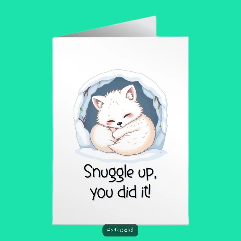Free Printable Congrats Card: Cozy Fox Snug Happy Downloadable Relax