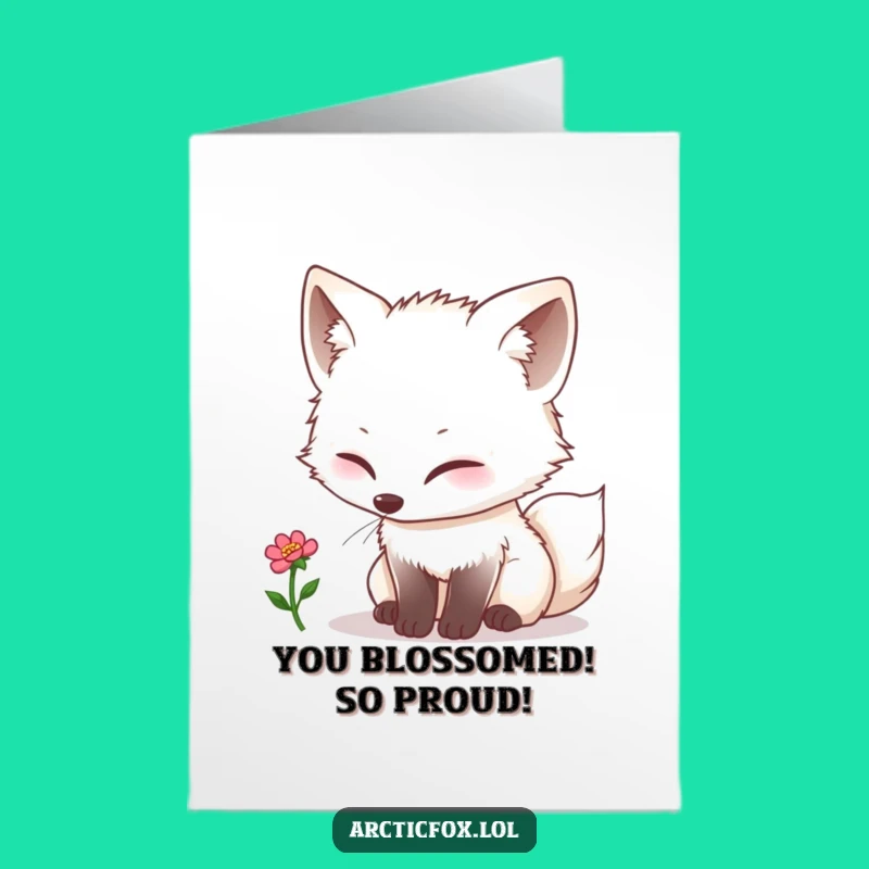 Free Printable Congrats Card: Curious Kawaii Fox Bloom Humorous Downloadable Gift