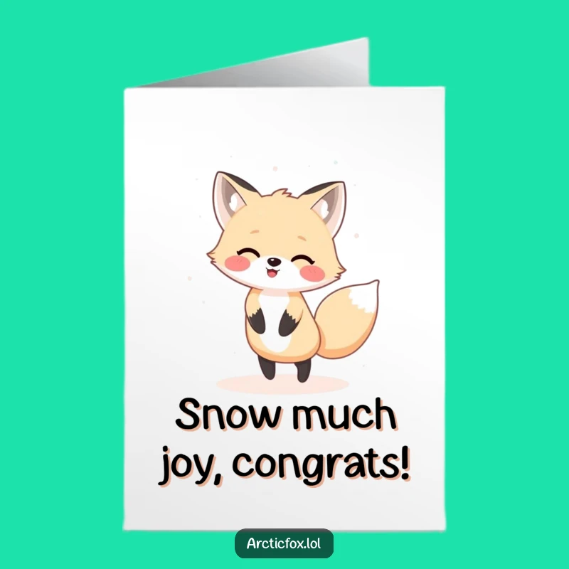 Free Printable Congrats Card: Joyful Kawaii Fox Dancing Download