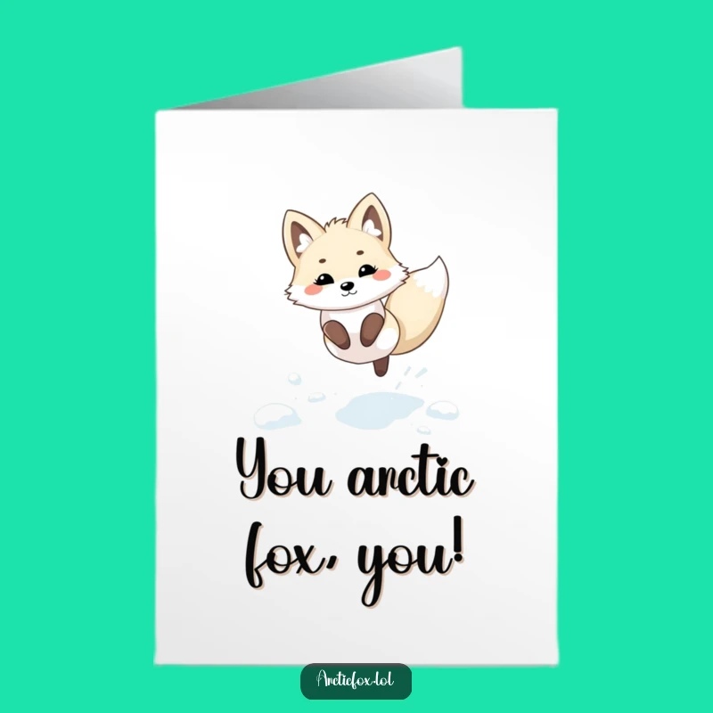 Free Printable Kawaii Fox Congrats Card: Snowy Leap Downloadable Victory