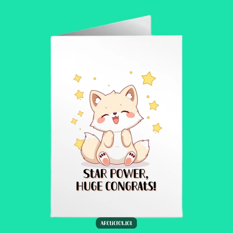 Free Printable Congrats Card: Magical Kawaii Fox Star Catch Download
