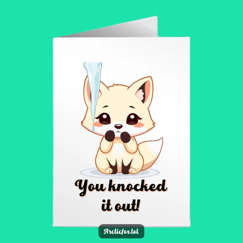 Free Printable Congrats Card: Playful Fox Icicle Fun, Funny Downloadable Gift