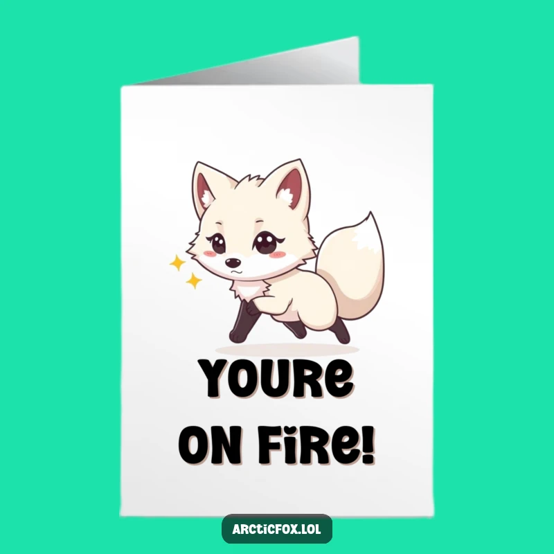 Free Printable Congrats Card: Playful Fox Tail Chase - Downloadable Energetic Funny Gift