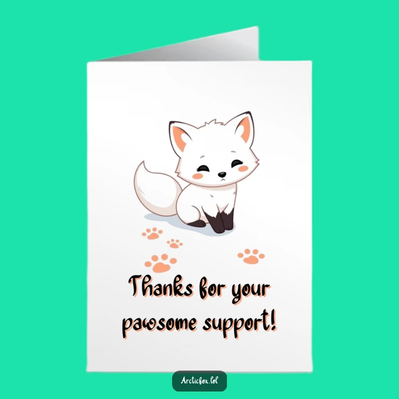 Free Printable Thank You Card: Cute Arctic Fox Paw Prints, Funny Downloadable Gift