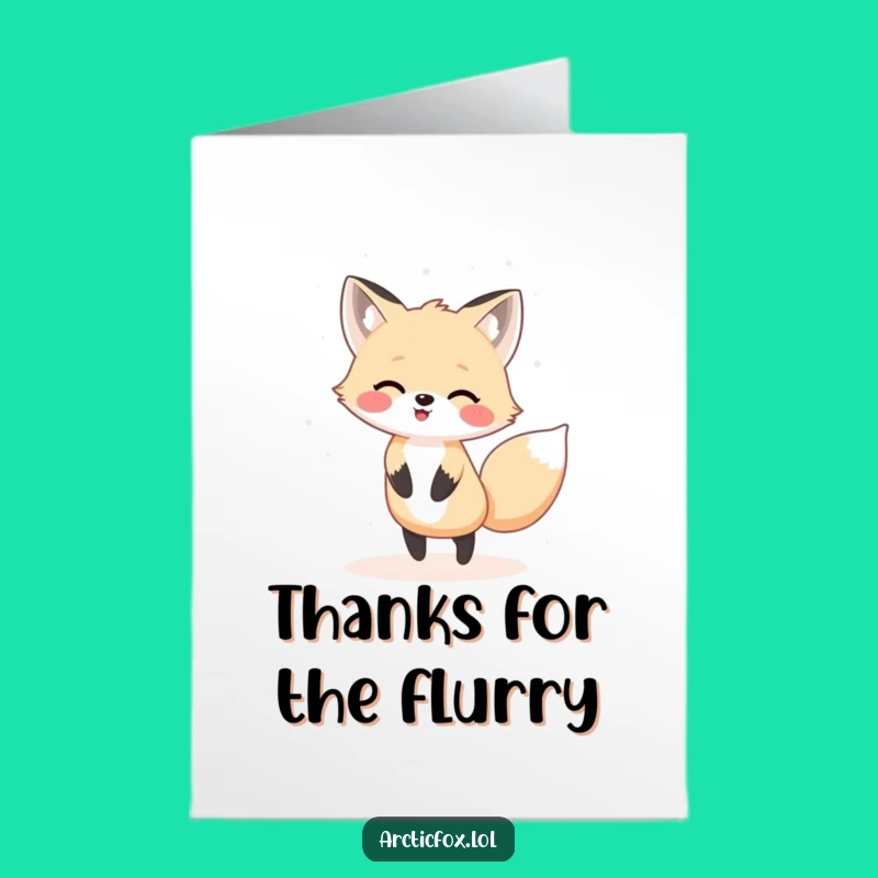Free Printable Thank You Card: Cute Kawaii Fox Snow Dance DIY