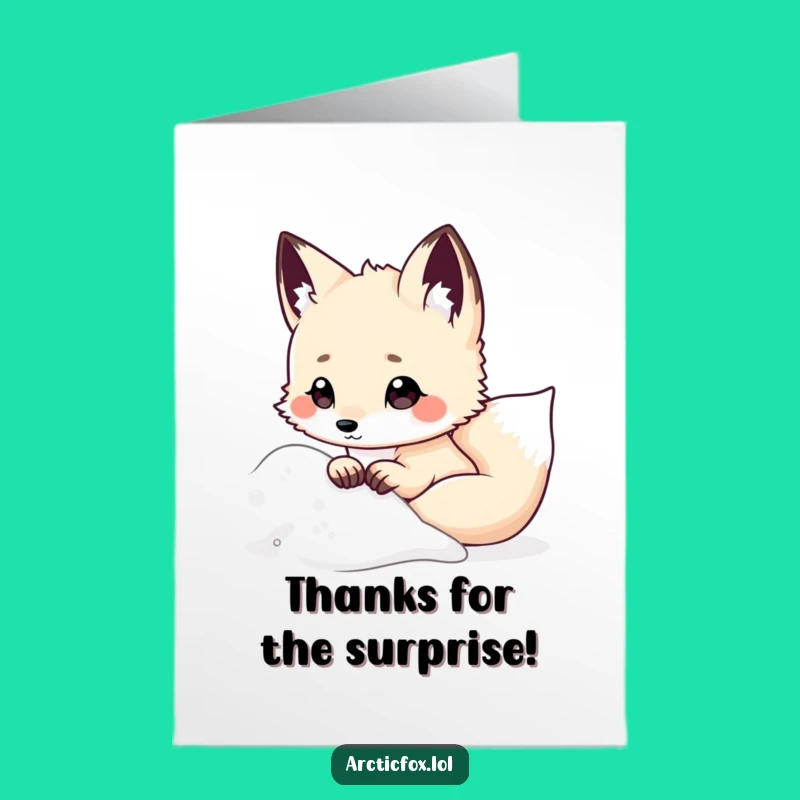 Free Printable Thank You Card: Cute Kawaii Fox Snowy Peek Downloadable Gift