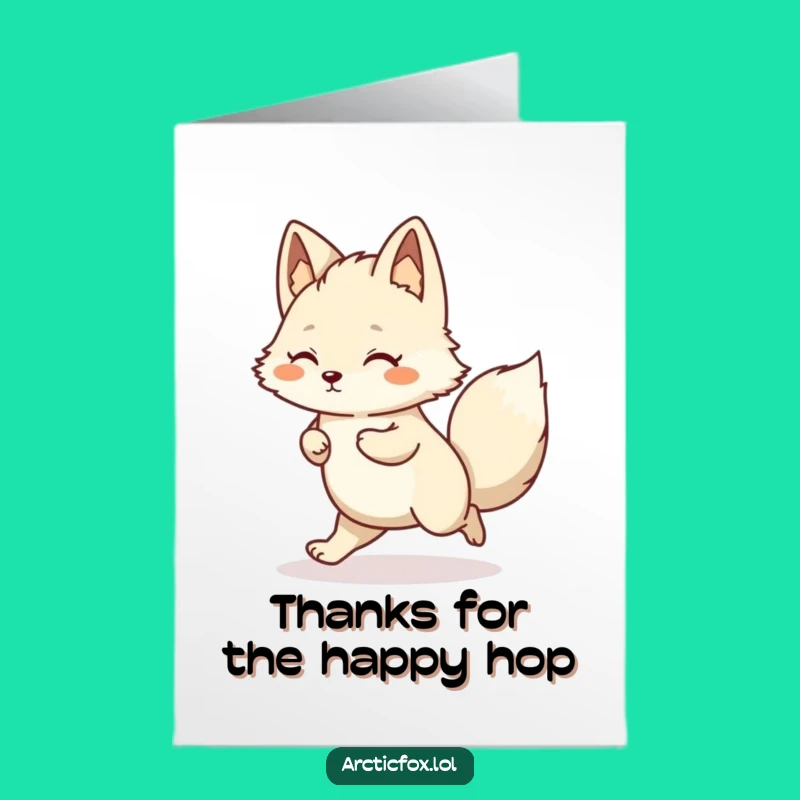 Free Printable Thank You Card: Happy Kawaii Arctic Fox Hop Gift