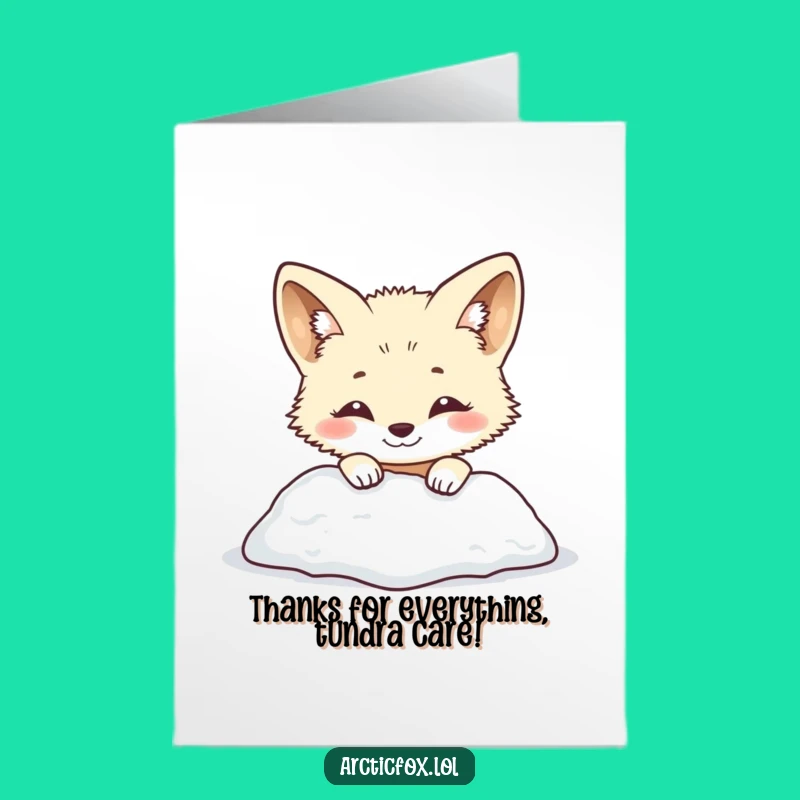 Free Printable Thank You Card: Peekaboo Arctic Fox Snow Humor Downloadable Gift