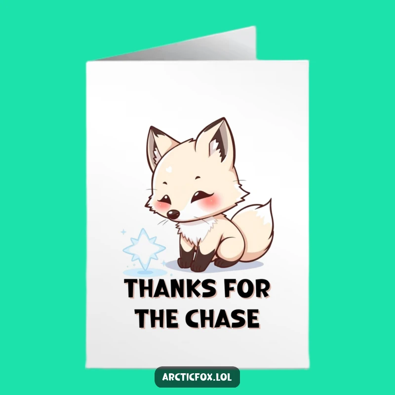 Free Printable Thank You Card: Playful Fox Chasing Snowflake Thanks