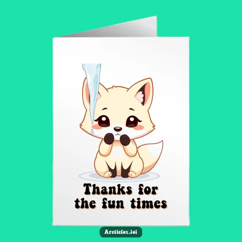 Free Printable Thank You Card: Playful Fox Icicle Fun, Funny Downloadable Gift