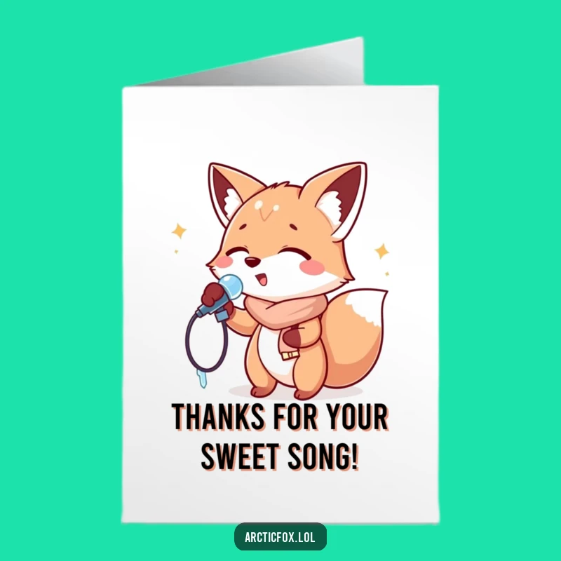 Free Printable Thank You Card: Singing Fox, Grateful Funny Downloadable Gift