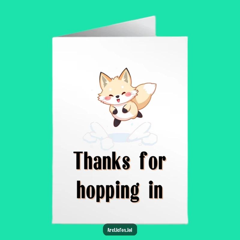 Joyful Free Printable Thank You Card: Arctic Fox Thanks You with a Snowy Leap