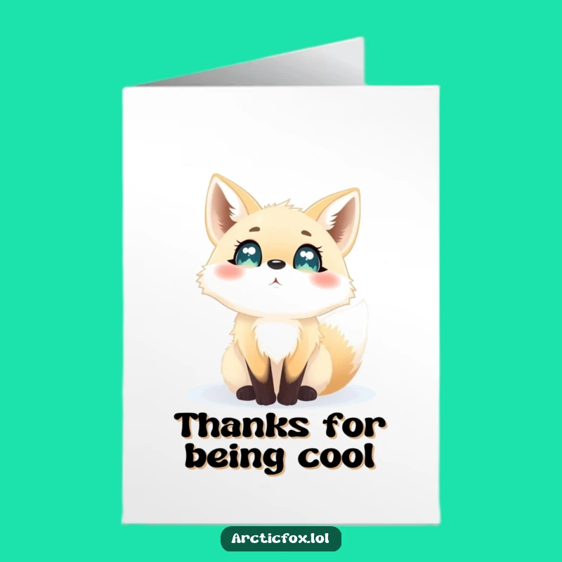 Free Printable Thank You Card: Excited Arctic Fox Snowfall Gratitude Downloadable Gift