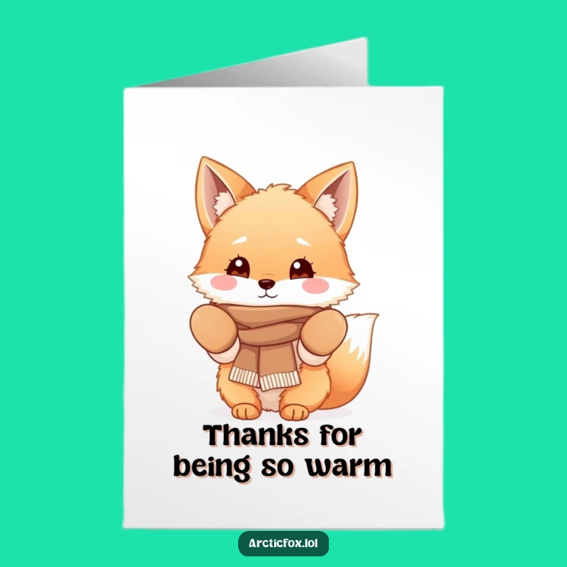 Free Printable Thank You Card: Cozy Fox Winter Thanks Funny Downloadable Gift