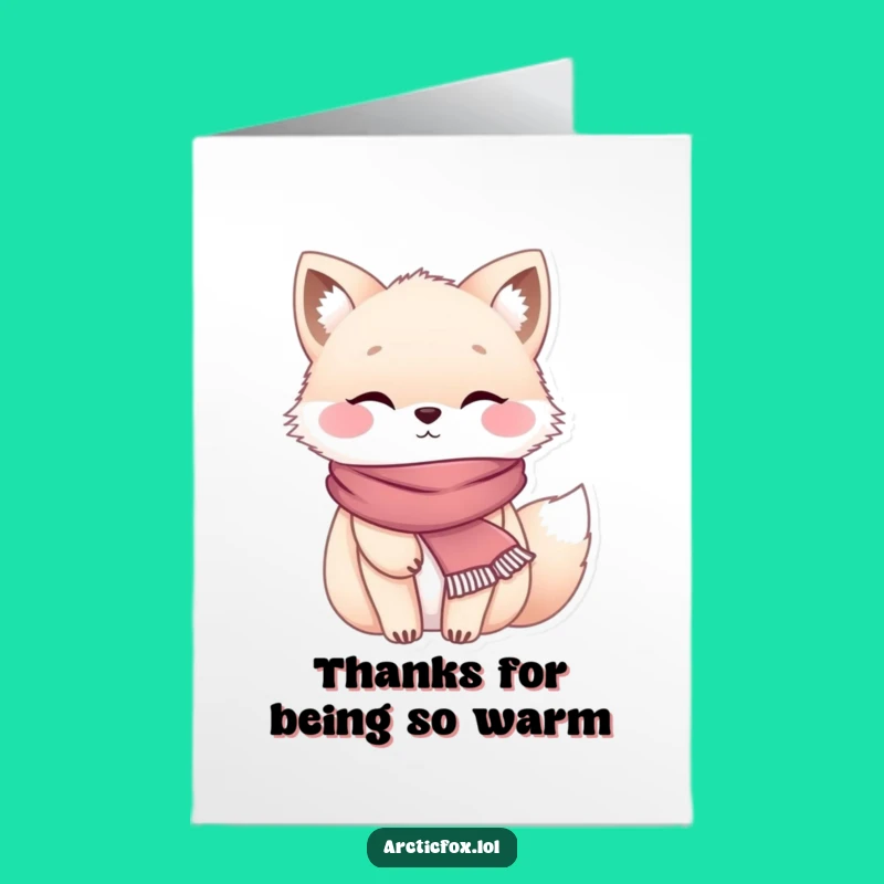 Free Printable Thank You Card: Cozy Chubby Arctic Fox, Funny Downloadable Gift