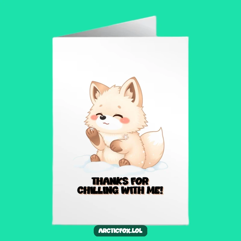 Free Printable Arctic Fox Thank You Card: Snowy Gratitude Humor Downloadable Gift