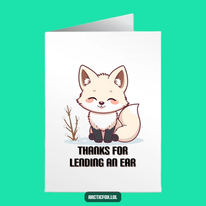 Free Printable Thank You Card: Adorable Kawaii Fox Listening DIY Download