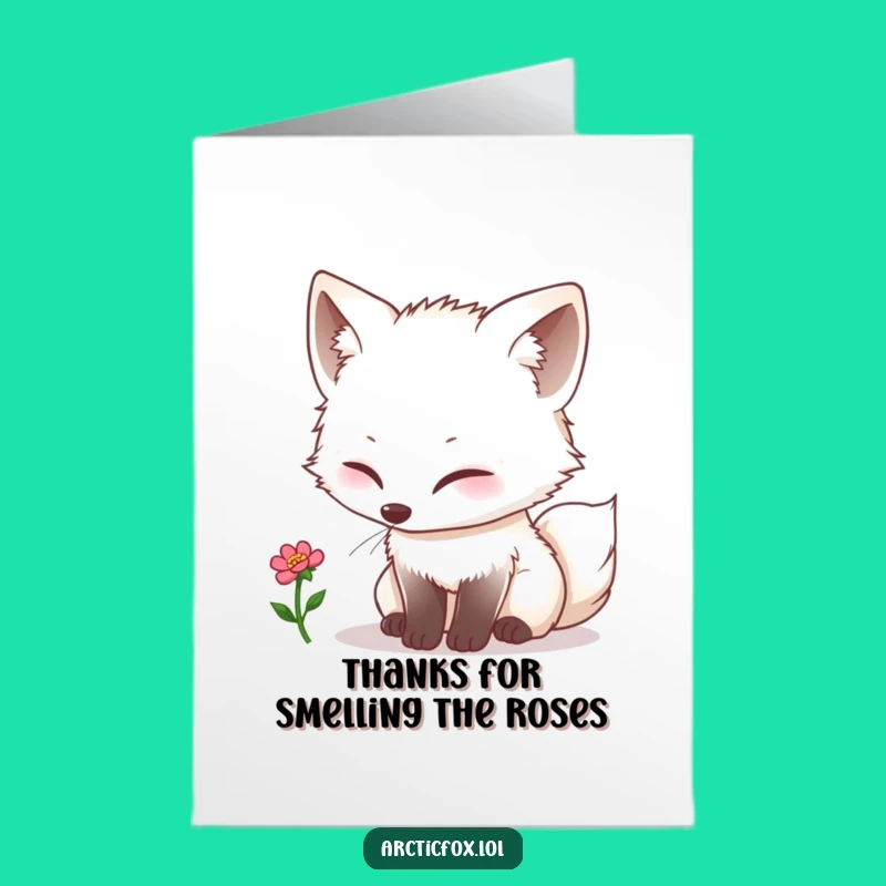 Free Printable Thank You Card: Curious Kawaii Fox Bloom Humorous Downloadable Gift