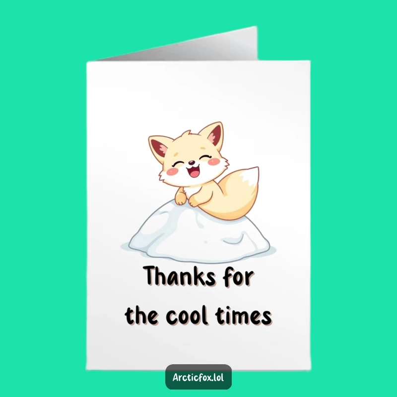 Free Printable Thank You Card: Laughing Fox Sliding Downhill Digital Download Gift