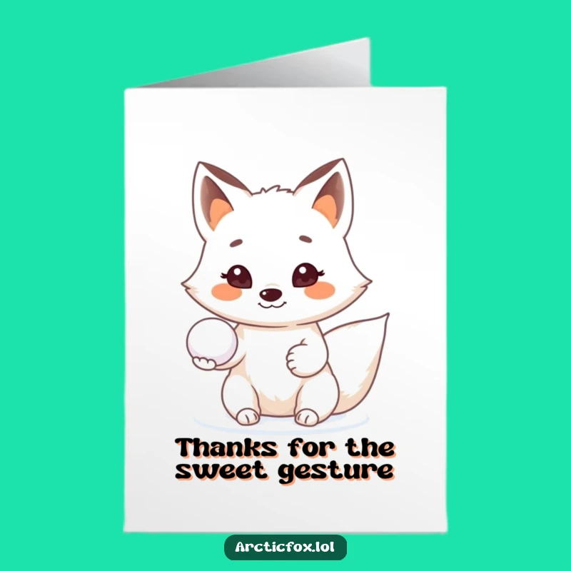 Friendly Arctic Fox Snowball Thank You Card Free Printable for Gratitude