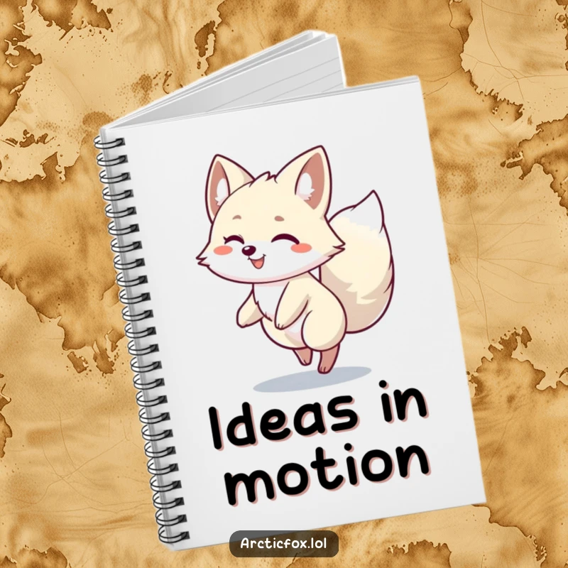 Funny Arctic Fox Spin Notebook: An Arctic fox character happily spinning with its bushy tail, perfect for capturing your joyful ideas.