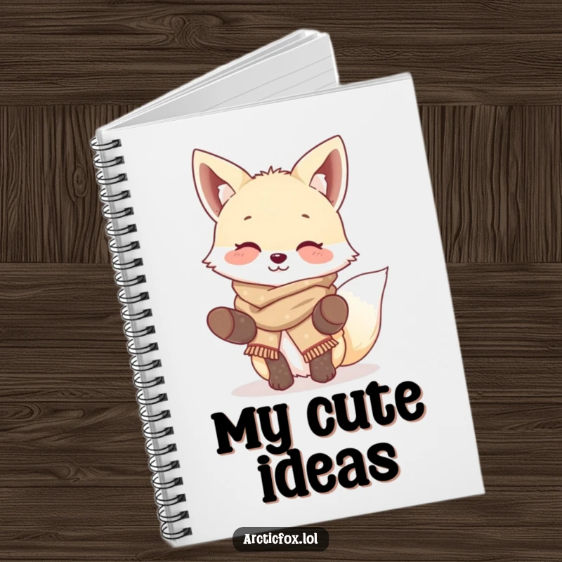 Funny Giggling Fox Notebook: Cute arctic fox wearing scarf and mittens on cover, ideal for journaling and notes, a funny gift.