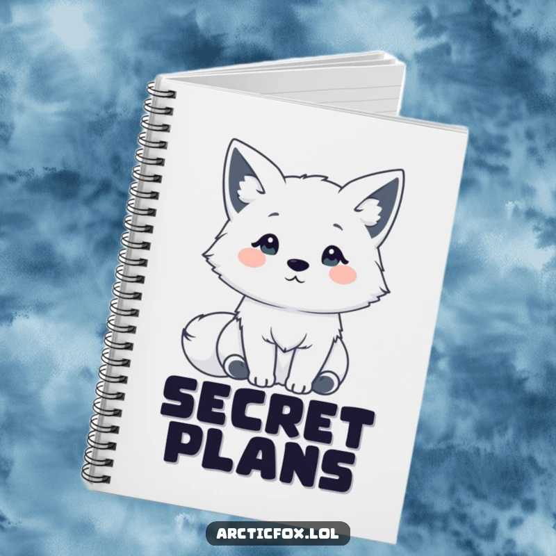 Funny Kawaii Arctic Fox Notebook: An adorable Arctic fox with ears perked, listening intently, perfect for capturing your keen thoughts.