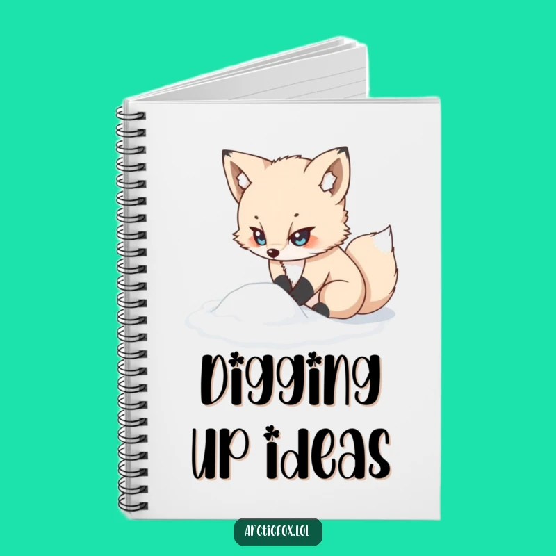 Funny Kawaii Arctic Fox Notebook: Determined Digging, Jot Down Goals