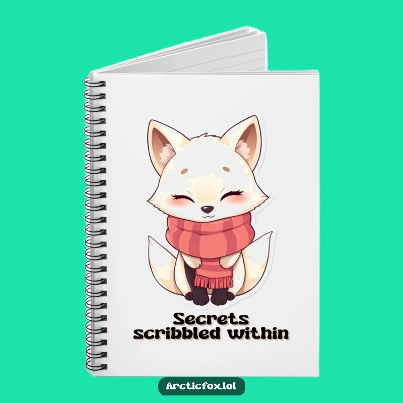 Funny Winking Arctic Fox Scarf Notebook - Journal Gift