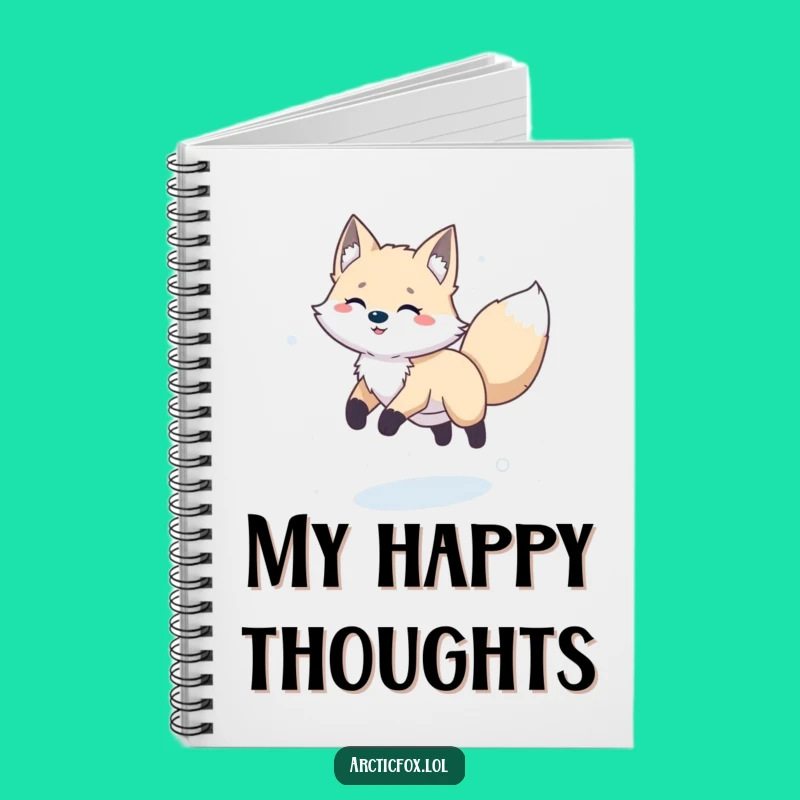 Funny Happy Arctic Fox Leaping Notebook - Playful Journaling