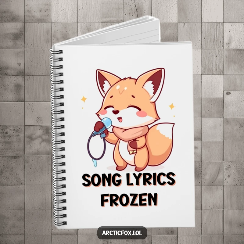 Funny Notebook: A fox singing into an icicle microphone, perfect for writing down song lyrics and musical ideas humorously.
