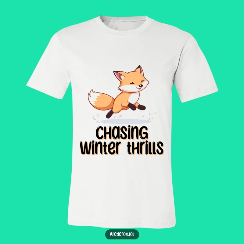 Funny Arctic Fox T-Shirt: Energetic Snow Runner Graphic Tee
