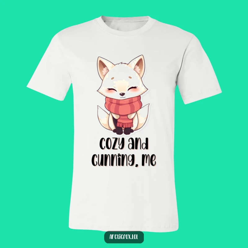 Funny Winking Arctic Fox Scarf T-Shirt - Cozy Winter Apparel Gift