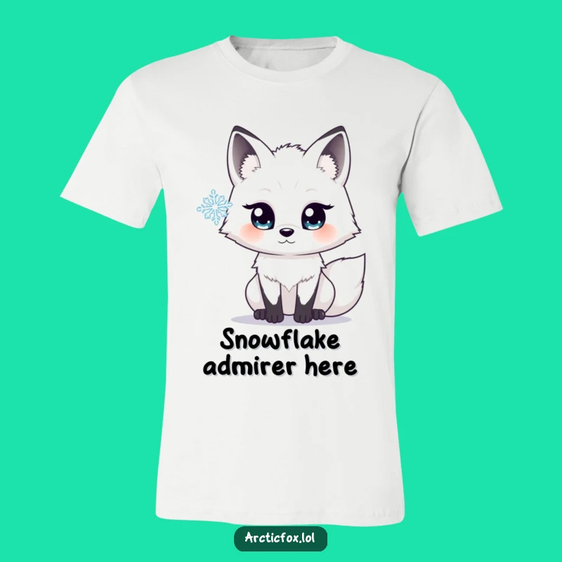 Funny Arctic Fox Snowflake Gaze T-Shirt - Whimsical Winter Fox Apparel