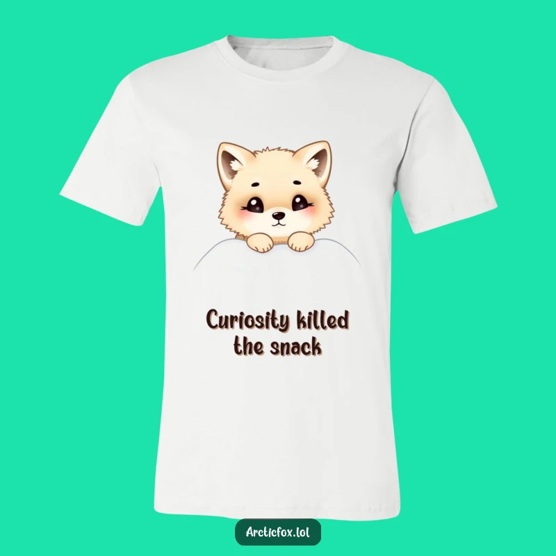 Funny Chubby Fox T-Shirt: Curious Peek Design, Arctic Gift
