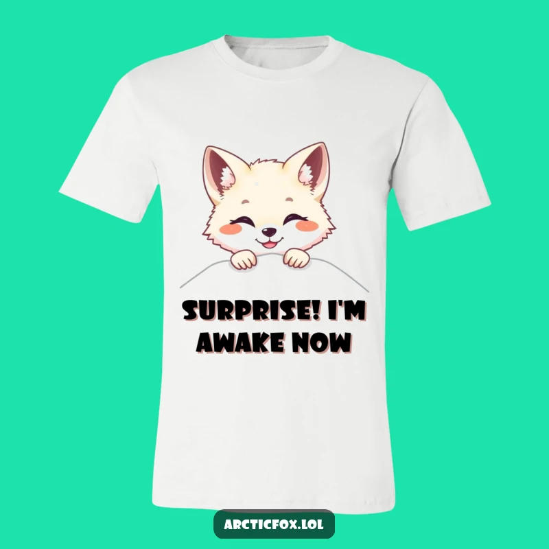 Funny Peek-a-Boo Arctic Fox T-Shirt - Show Off Your Happy Surprise Tee