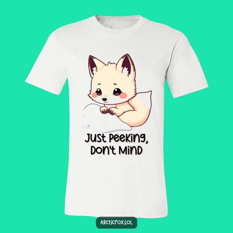 Funny Kawaii Arctic Fox T-Shirt, Snowy Peek Design, Hilarious Animal Lover Gift