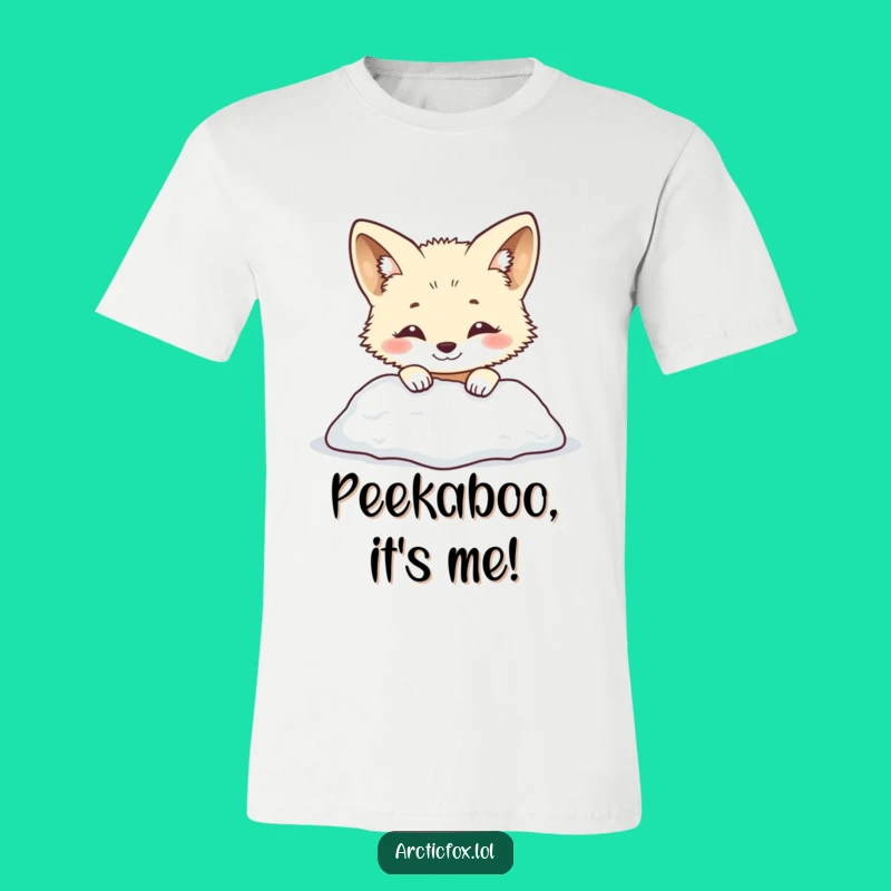 Funny Arctic Fox Snow Peek T-Shirt: Smiling & Shy – Cute & Humorous Funny Gift