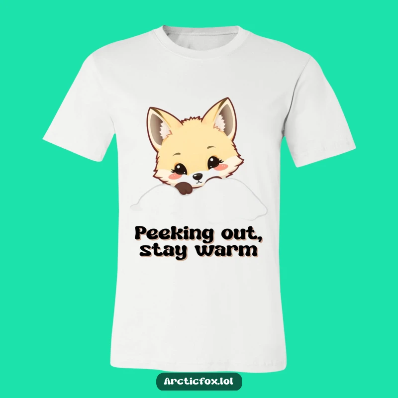 Adorable Kawaii Arctic Fox T-Shirt - Curious Gaze, Funny Gift for Cute Style