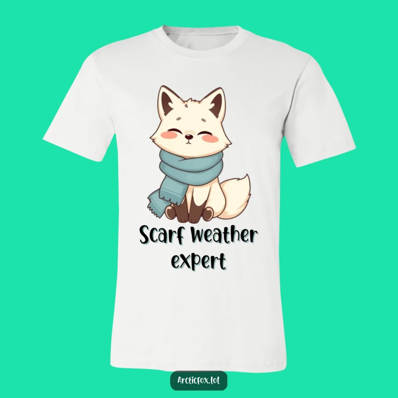 Funny Arctic Fox Scarf T-Shirt: Contented Cozy Style - Great Gift