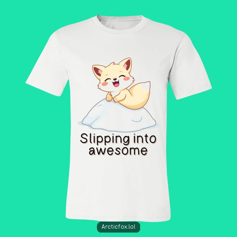 Funny Arctic Fox Sliding T-Shirt - Hilarious Icy Hill Laugh, Comfy Tee