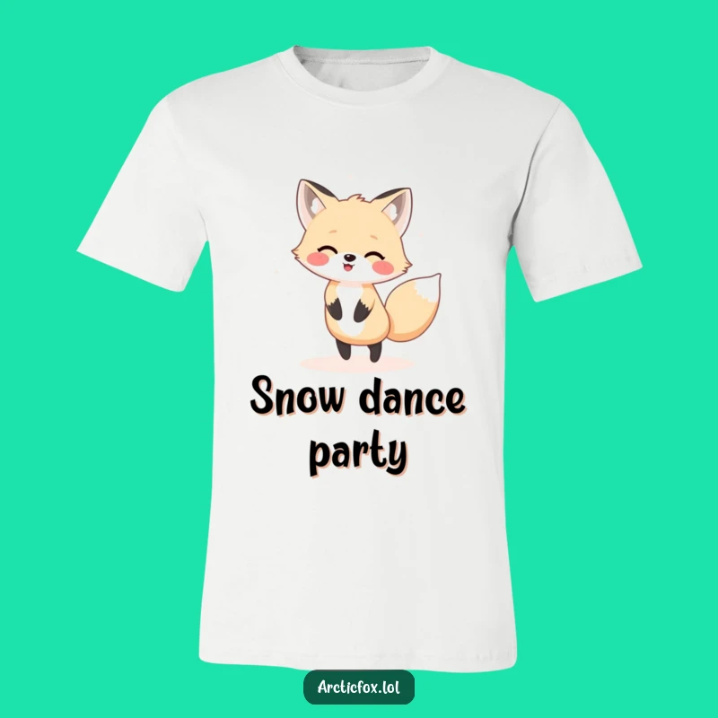Funny Kawaii Arctic Fox Dancing Tee: Wear Your Winter Joy!